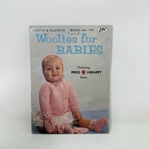 Coats & Clark's Book 115 Woolies for Babies Vintage Red Heart Yarn Patterns '59